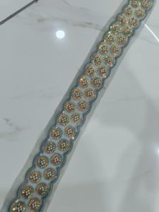 Customizable Beaded Lace <b>Fabric</b> Handcrafted Embroidery on Mesh Tulle with Rhinestones and Sequins for Fashion, Gowns, and Haute - Product Image 2
