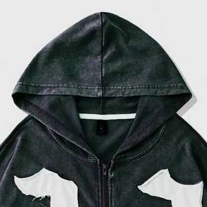 Fabricant de sweats à capuche pour hommes sur mesure |   Sweats à capuche zippés délavés avec numéro, coupe épaules tombantes, lavage à sec |   Vêtements unisexes - Product Image 4