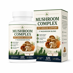 Capsules <span class=keywords><strong>de</strong></span> soutien immunitaire pour animaux <span class=keywords><strong>de</strong></span> compagnie OEM, complexe <span class=keywords><strong>de</strong></span> 17 champignons biologiques (Queue <span class=keywords><strong>de</strong></span> dinde, Crinière <span class=keywords><strong>de</strong></span> <span class=keywords><strong>lion</strong></span>) pour chiens et chats, marque privée - Product Image 1