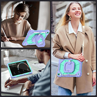 Étui robuste en silicone pour tablette PC avec support rotatif à 360° et bandoulière pour iPad A16 11e génération, iPad 10e génération, idéal pour l'école