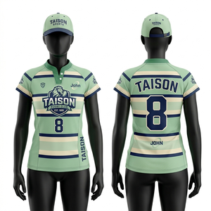 Maillot de rugby pour femmes, tissu polyester respirant 160 GSM, orange corail, panneau géométrique contrastant, impression de logo personnalisée par sublimation - Product Image 6