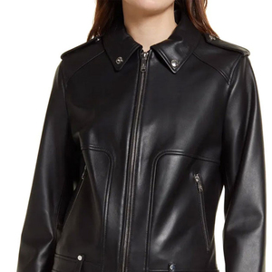 Biker Outerwear Durable Construction Comfortable Fit Soft <b>Leather</b> Custom Womens <b>Genuine</b> <b>Leather</b> <b>Jacket</b> Premium Motorcycle - Product Image 4