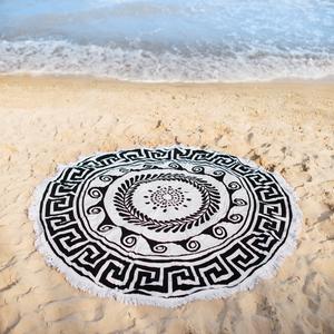 Serviette de plage ronde en coton 100% avec motif mandala, en coton imprimé, pour la plage, fournisseur en Inde - Product Image 3
