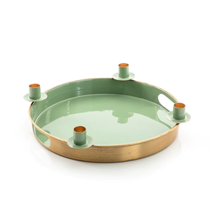 Home Decorative <b>Candle</b> Holder Metal Enamel <b>Candle</b> Holder Tabletop D Shape <b>Tray</b> With 4 <b>Candle</b> Holder for Festivals Decoration - Product Image 6