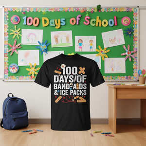Camiseta de 100 Días de Escuela para Enfermera Escolar, Camiseta Promocional de Celebración de 100 Días de Escuela - Product Image 3