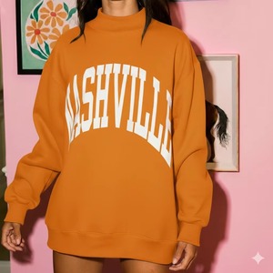 Pullover Mock Neck <b>Long</b> <b>Sweatshirt</b> Women Polyester/Cotton Fleece Breathable Soft Winter Wear Customized Logo Printing OEM - Product Image 5