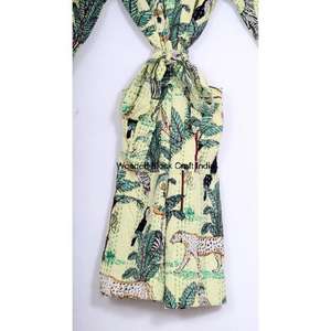 Chaqueta Kantha Hecha a Mano 100% Algodón Puro para Mujer, Estilo Vintage, Moda Festiva, Kimono Corto Acolchado, Ropa de Dormir para Verano - Product Image 6