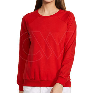 Sudadera lisa en blanco para mujer, cuello redondo, mangas completas, tela de lana de algodón suave, logotipo personalizado, bordado/impresión, producto OEM - Product Image 1