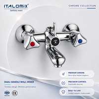 Robinet de bain mural moderne ITALOMIX à double poignée, corps en alliage de zinc, finition chrome poli