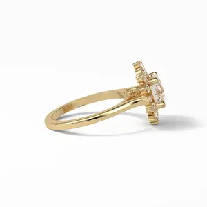 Anillos de Moissanita con Engaste Pavé en Forma de Corazón, Chapados en Oro de 14K, Diseño Atractivo, Exportación India, Joyería Certificada GRA para Mujer - Product Image 4
