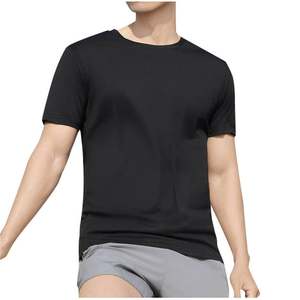 Camisas básicas de punto de algodón 100% para hombre, camisetas informales de color sólido de ajuste Regular de media manga, ligeras, de secado rápido, lisas - Product Image 1