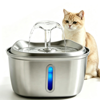 Fontaine à eau automatique intelligente pour animaux de compagnie (chats et chiens) en acier inoxydable 304, motif solide luxueux, avec source d'alimentation rechargeable