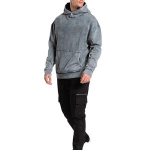 Sweat à capuche en molleton de haute qualité 600gsm pour hommes unisexe en relief Streetwear confortable conception de fermeture éclair teinte unie pour l'hiver - Product Image 5