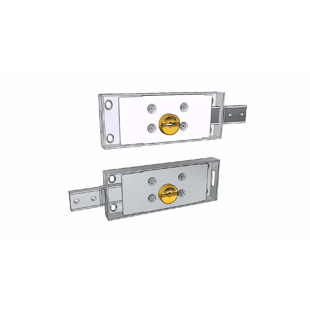 pair of lateral Locks for rolling shutter high quality made in Italy double bit cylinder steel zinc case two keys bent bolts