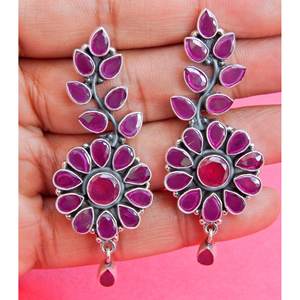 925 Sterling Silver Ruby <b>Stud</b> <b>Earrings</b> Handmade Rose Gold Faceted Gemstone Fine Jewelry Gift for <b>Girls</b> and Women - Product Image 1