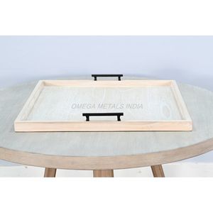 Juego de bandejas de madera de lujo en elegante color gris con forma cuadrada moderna y diseño elegante Ideal para servir y decorar el hogar - Product Image 3