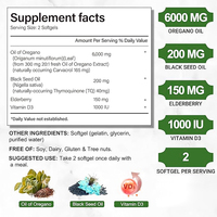 4400mg Empat dalam Satu Sea Buckthorn Oregano Black Cumin Elderberry Softgels 200 untuk Imunitas Antioksidan Dukungan Pencernaan Peningkat