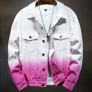 Vente en gros OEM Logo personnalisé Streetwear Grande taille Imprimé Tie Dye Dégradé Printemps Extérieur Jean Délavé Manteau Hommes Veste Denim 2025 - Product Image 5