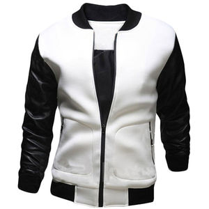 Blouson aviateur sur pied imperméable en cuir noir personnalisé de luxe pour hommes Style de rue hiver motif de lettres Service OEM disponible - Product Image 2