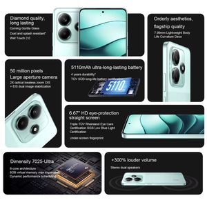 Смартфон Xiaomi Redmi Note 14 EU 5G с камерой 108 МП, быстрой зарядкой 45 Вт, экраном 120 Гц, защитой <span class=keywords><strong>IP64</strong></span>, процессором MediaTek Dimensity 7025-Ultra Octa Core, поддержкой LTE, английская ОС - Product Image 5