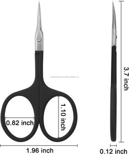 Ciseaux à cuticules professionnels en acier inoxydable noir, petits et courbés, style russe, pour éliminer les peaux mortes, soin des ongles - Product Image 6