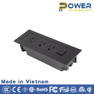 Mobilier de bureau rectangulaire au design moderne Prise de courant américaine encastrée pour bureau avec interrupteur de lumière Bandes d'alimentation - Product Image 2