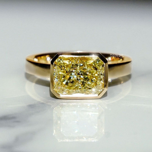 แหวนเพชรสีเหลืองสดใสสดใสสง่างามชุดหนามเตยสีเหลืองกุหลาบสีขาวทองสำหรับการหมั้นเครื่องประดับที่ดี - Product Image 1