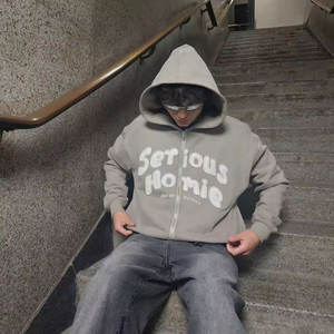 Distressed <b>Acid</b> <b>Wash</b> Crop Hoodie 400 GSM Heavyweight French Terry Flame Embroidered Patch Hoodie - Product Image 6