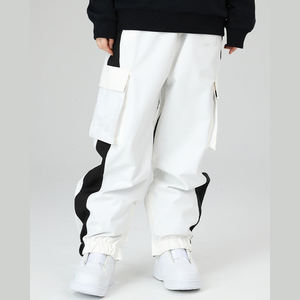 Pantalones Cargo de Nieve para Hombre, Negros y Blancos, Impermeables, Transpirables, con Panel Lateral, Cordón Ajustable en la Cintura, Estilo Baggy para Esquí - Product Image 6