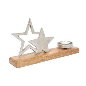 Modern Mango Wood Aluminium Candle Holder <b>Christmas</b> <b>Tabletop</b> Festive Silver Metal Stars <b>Trees</b> Tealight Holder Home Decor - Product Image 3
