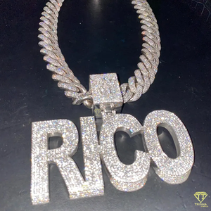 Iced VVS Moissanite <b>Letter</b> Pendant Hiphop Initial Name Photo Pendant with 3D Initial Pendant - Product Image 3