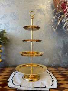 Support à chocolat poli or brillant à quatre niveaux pour servir du chocolat et servir du dessert Articles de cuisine de table - Product Image 4