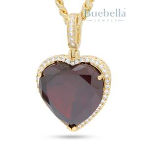 Personalizado de alta calidad de plata esterlina rojo corazón collar mujeres moda Hip Hop estilo chapado en oro Moissanite piedra colgante encantos - Product Image 1