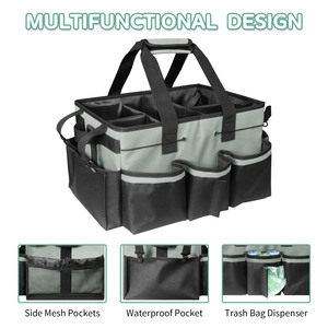 Ménage Gris Sac Rapide <span class=keywords><strong>Chariot</strong></span> Fournitures De Nettoyage Sac avec Poignées Sac De Nettoyage Produit Roulant Organisateur pour Lavage De Voiture - Product Image 2