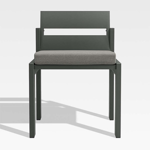 <b>Walker</b> Metal Outdoor Dining Chair with Graphite Teak Mahogany Suar <b>Wood</b> Outdoor Minimalist Simple Modern 3010245 - Product Image 1