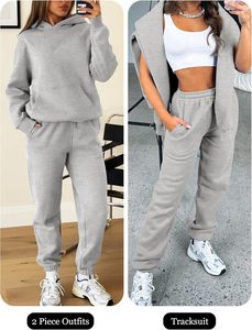 OEM Ensemble Pantalon à Capuche Personnalisé pour Femmes Jogging Surdimensionné en Polaire de Coton Motif Solide Stand Décontracté Streetwear Survêtement - Product Image 6
