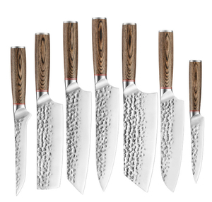 Vente en gros de commandes en vrac personnalisées, service OEM et ODM, ensemble de couteaux de cuisine en acier au carbone, ensemble de cinq pièces faites à la main avec manche en bois - Product Image 6