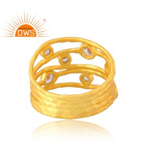 แหวน925เงินสเตอร์ลิง18K ชุบทอง18K แหวนพลอยบุษราคัมสีขาวธรรมชาติ - Product Image 2