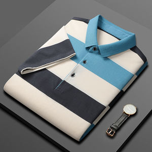 Polo clásico a rayas para hombre, de manga corta Camiseta de algodón, verano 2023, camiseta transpirable y cómoda de gran tamaño para hombre, personalizada - Product Image 4