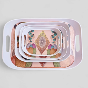 Fabricants de plateaux en mélamine LOGO personnalisé Plateaux roulants en mélamine plastique Plateau de service en mélamine grande taille en gros - Product Image 2