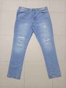 Jean droit personnalisé de haute qualité, vintage, délavé et abîmé, mode streetwear - Product Image 5