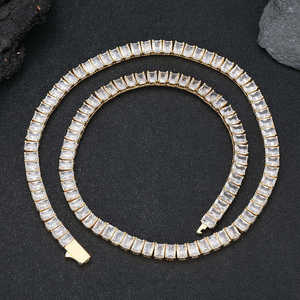 VVS Moissanite diamond <b>tennis</b> Fashion Jewelry IcedOut Square Striking Bling 925 Sterling <b>Silver</b> <b>Tennis</b> Chain <b>Necklace</b> for women - Product Image 2