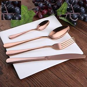 Luxurious Stainless Steel Flatware Set Easy-to-Wash Reusable Copper-Tone Metal Cutlery Elegant Dinnerware <b>Utensils</b> - Product Image 2
