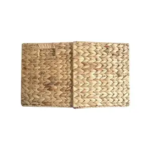Cheap Price Lining Natural Water Hyacinth High Quality Rectangular Removable Storage Basket Square Storage Baskets From Vietnam