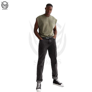 Débardeurs Muscle Fit couleur unie pour hommes débardeurs sans manches 100% coton débardeur pour hommes à logo personnalisé bon marché d'usine - Product Image 3