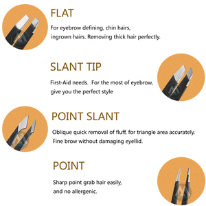 Ensemble de pinces professionnelles 4 pièces avec étui en cuir noir Outils de précision pour l'épilation par MAQNSCO - Product Image 4