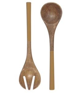 Juego de 2 herramientas de ensalada de madera de acacia marrón oscuro, utensilios de servicio de lujo hechos a mano para el hogar, Hotel, restaurante, eventos de noche de boda - Product Image 2