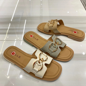 Sandali Bassi da Donna Estivi a Ciabatta in PU <span class=keywords><strong>con</strong></span> Punta Quadrata e Catena Dorata, Chiusura Slip-On e Logo Personalizzato OEM/ODM - Product Image 4