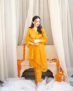 Pesta Pernikahan India Pakistan Memakai Salwar Kameez Polos dengan Cutwork Dupatta Belanja Online Wanita dengan Harga Grosir dari India