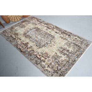 พรมวินเทจตุรกีขนาด 3.9x6.8 ฟุต พรมปูพื้น พรมขนสัตว์สีเทา - Product Image 1